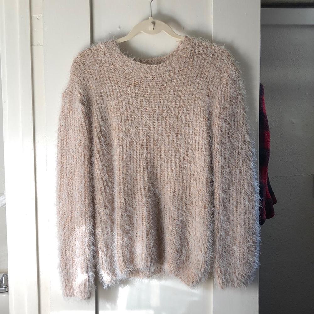 Drop Shoulder Fuzzy Sweater